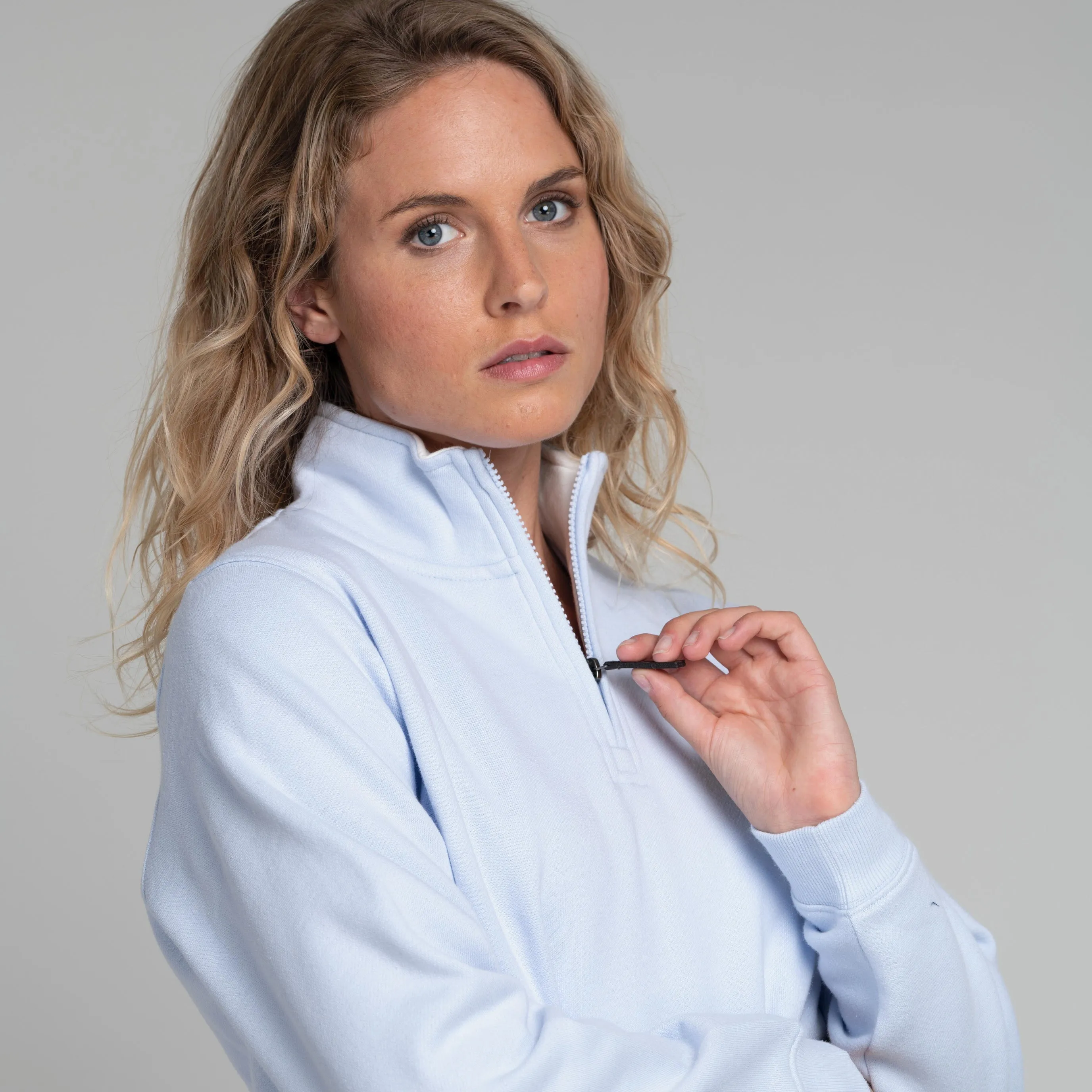 1/4 Zip Sweatshirt - Pale Blue