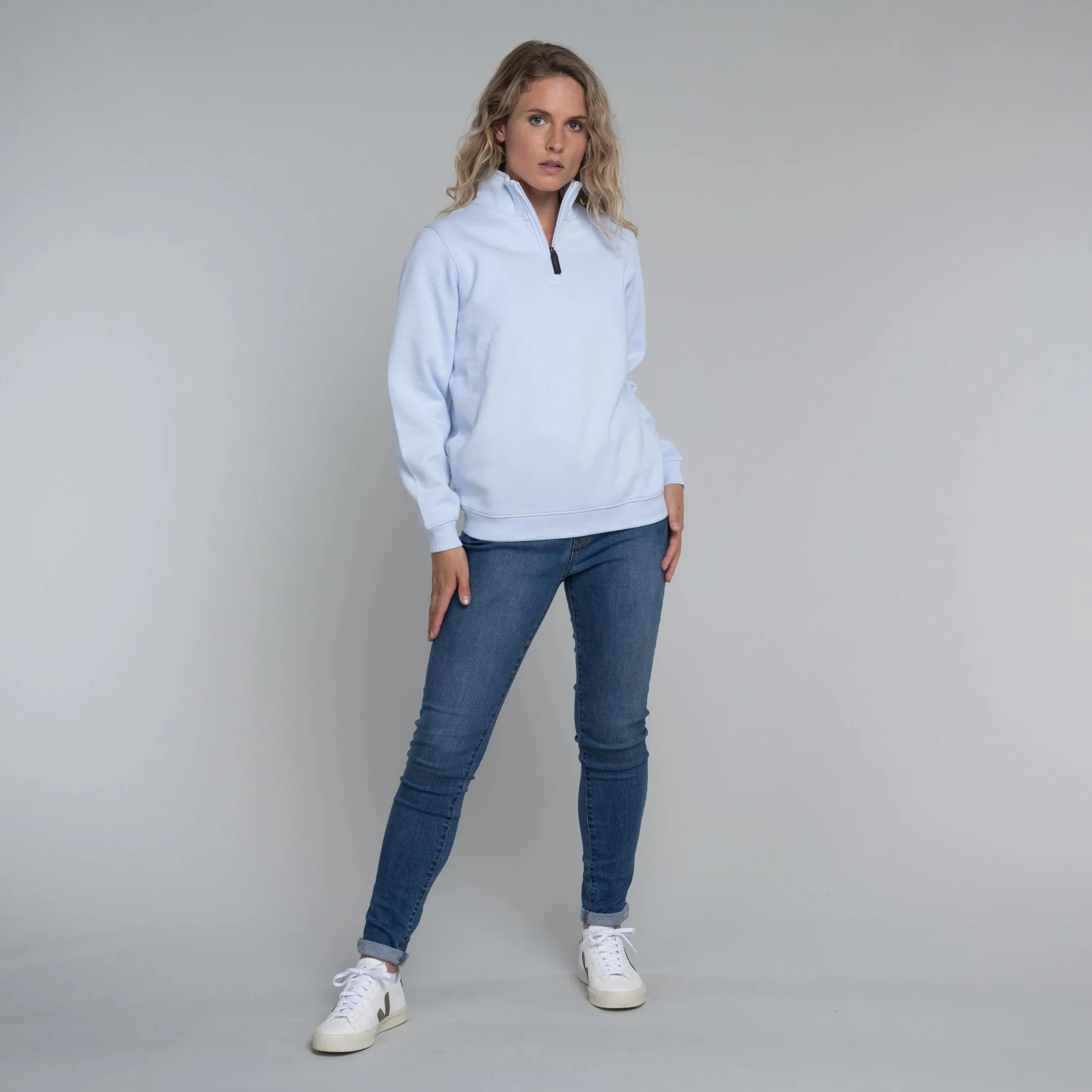 1/4 Zip Sweatshirt - Pale Blue