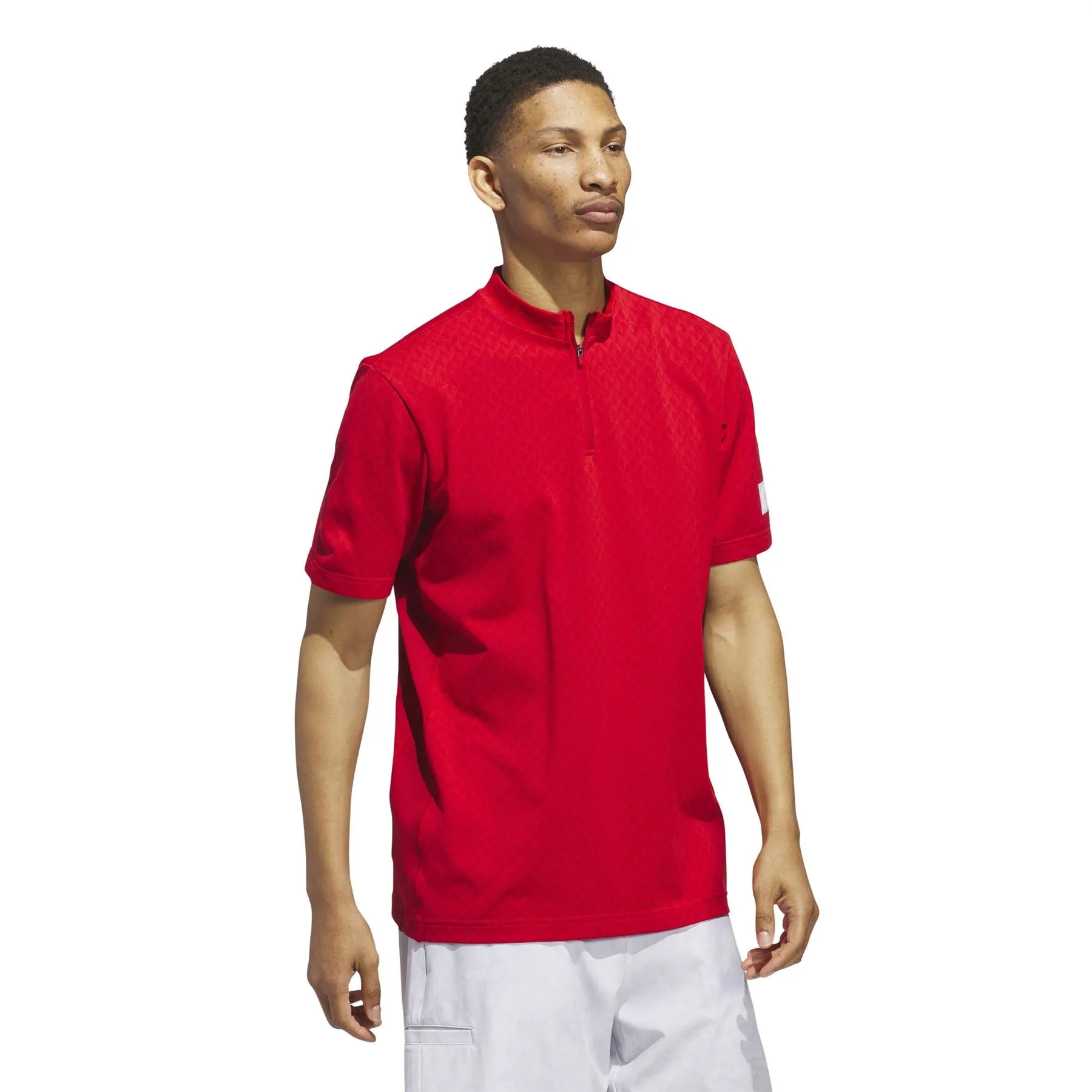 Adicross Mock Neck Quarter Zip Polo Better Scarlet - SS24