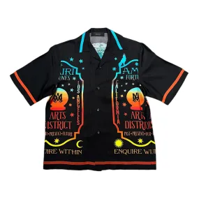 Amiri Fortune Silk Bowling Short Sleeve Button Up Shirt Black Pre-Owned