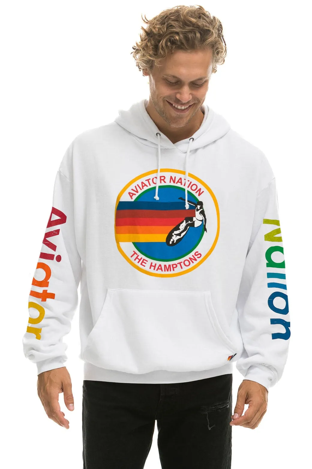 AVIATOR NATION HAMPTONS RELAXED PULLOVER HOODIE - WHITE