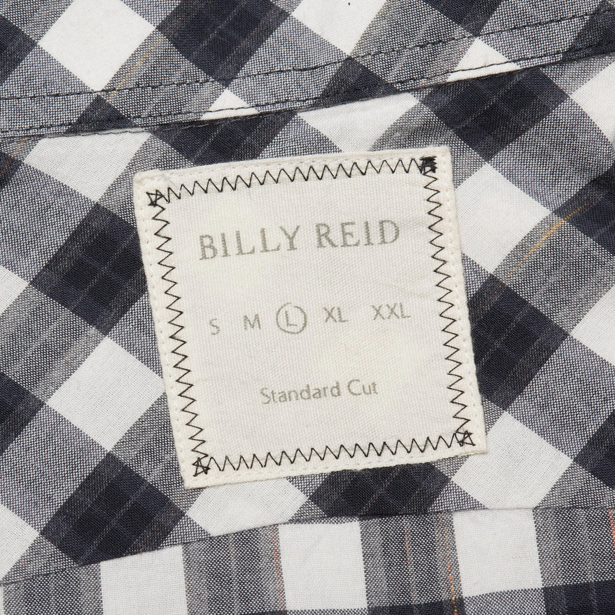 BILLY REID Gray-White Plaid Cotton Casual Shirt NEW US L Standard Cut