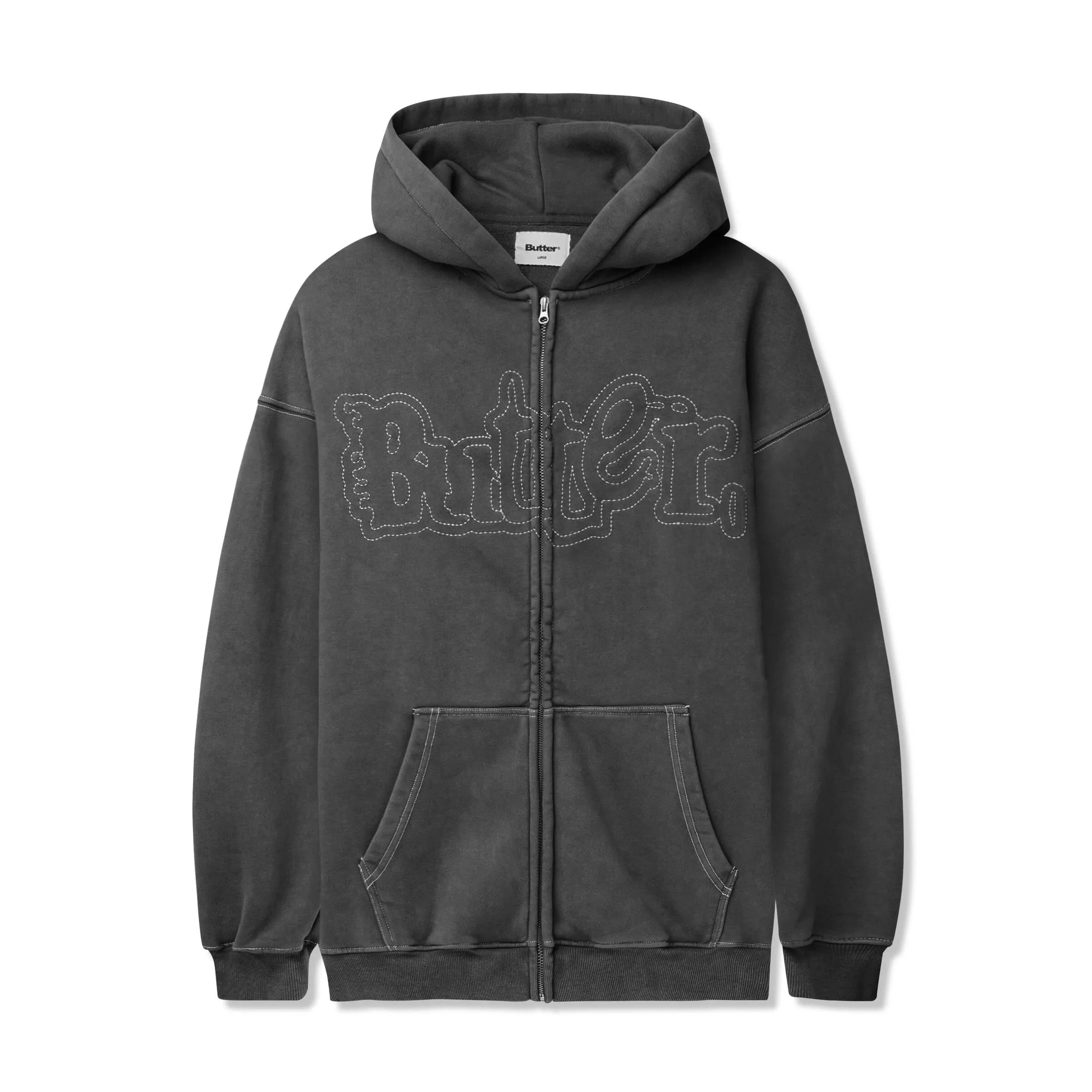 Butter Breakdown Zip-Thru Hood Washed Black