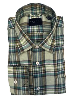 Calder Shirt Luxe Double Twisted Flannel Plaid Sage