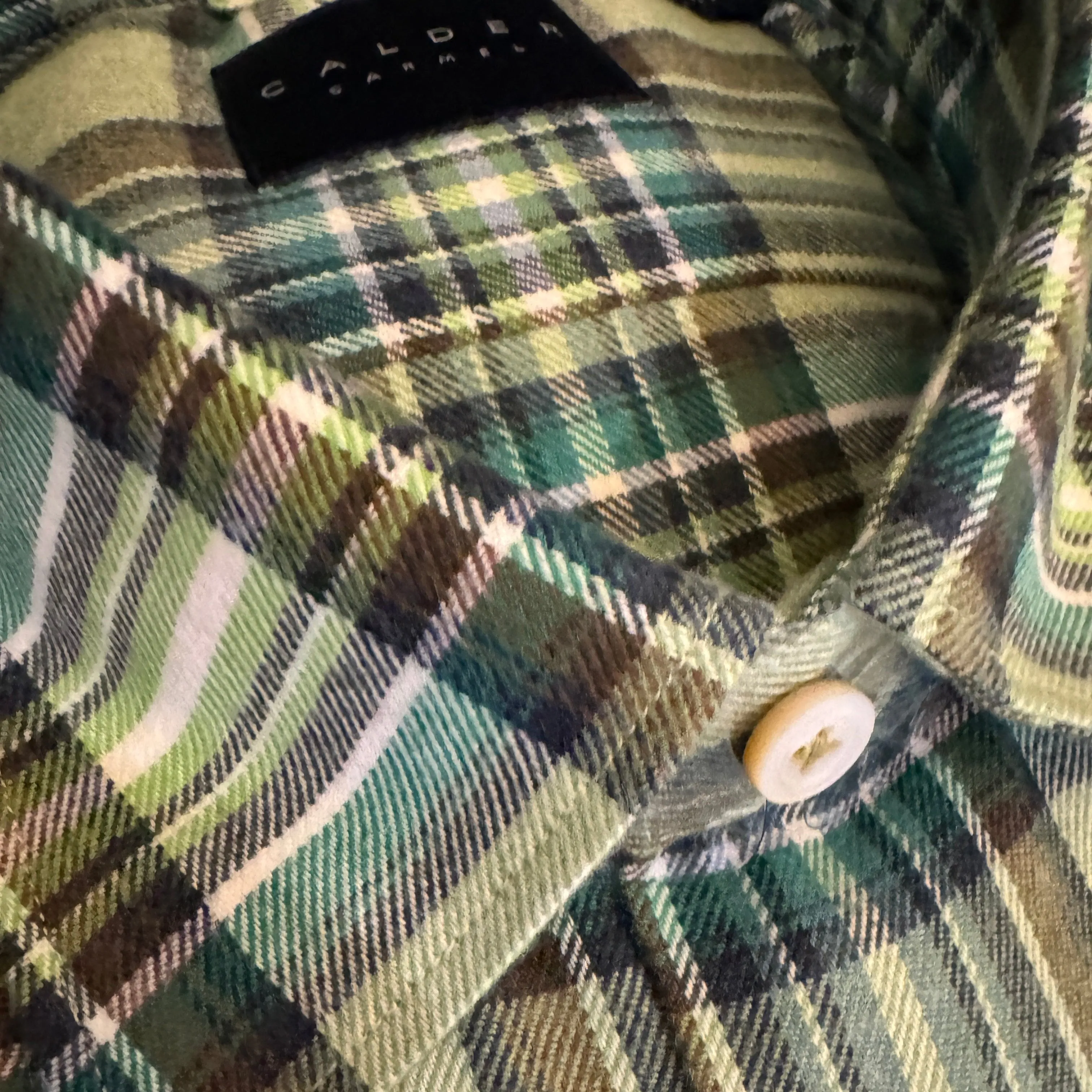 Calder Shirt Luxe Double Twisted Flannel Plaid Sage