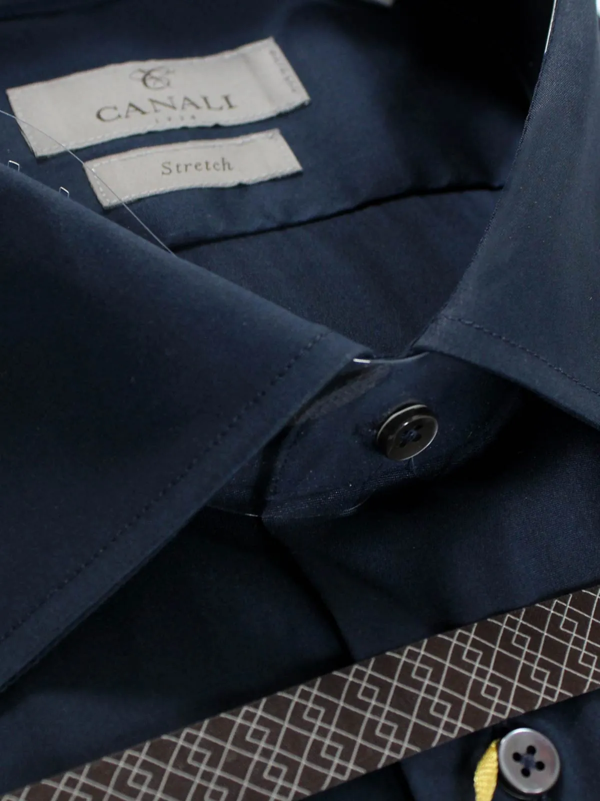 Canali Shirt Midnight Blue Stretch Modern Fit 42 -16 1/2 SALE