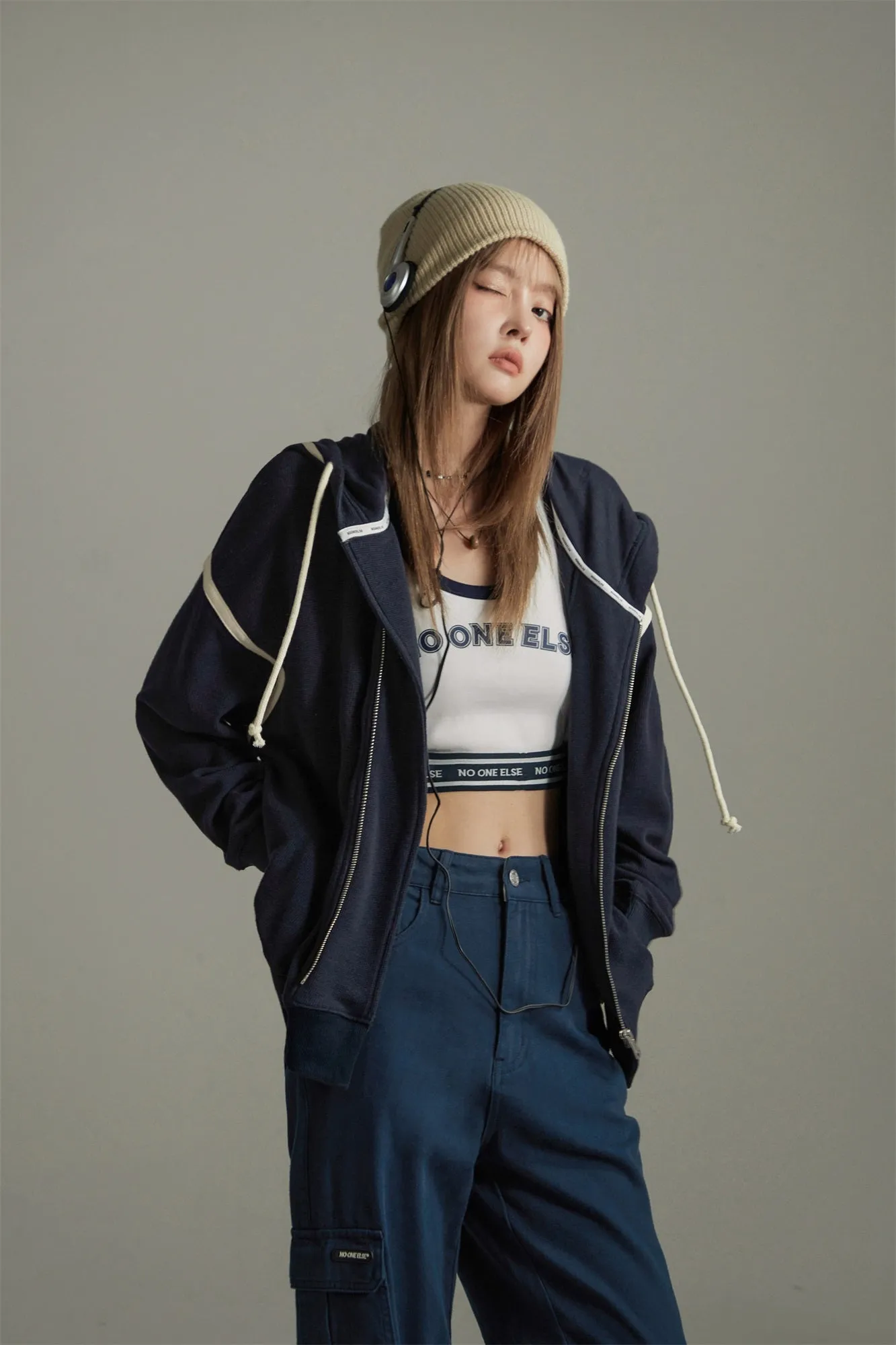 Casual Loose Fit Zip-Up Hoodie