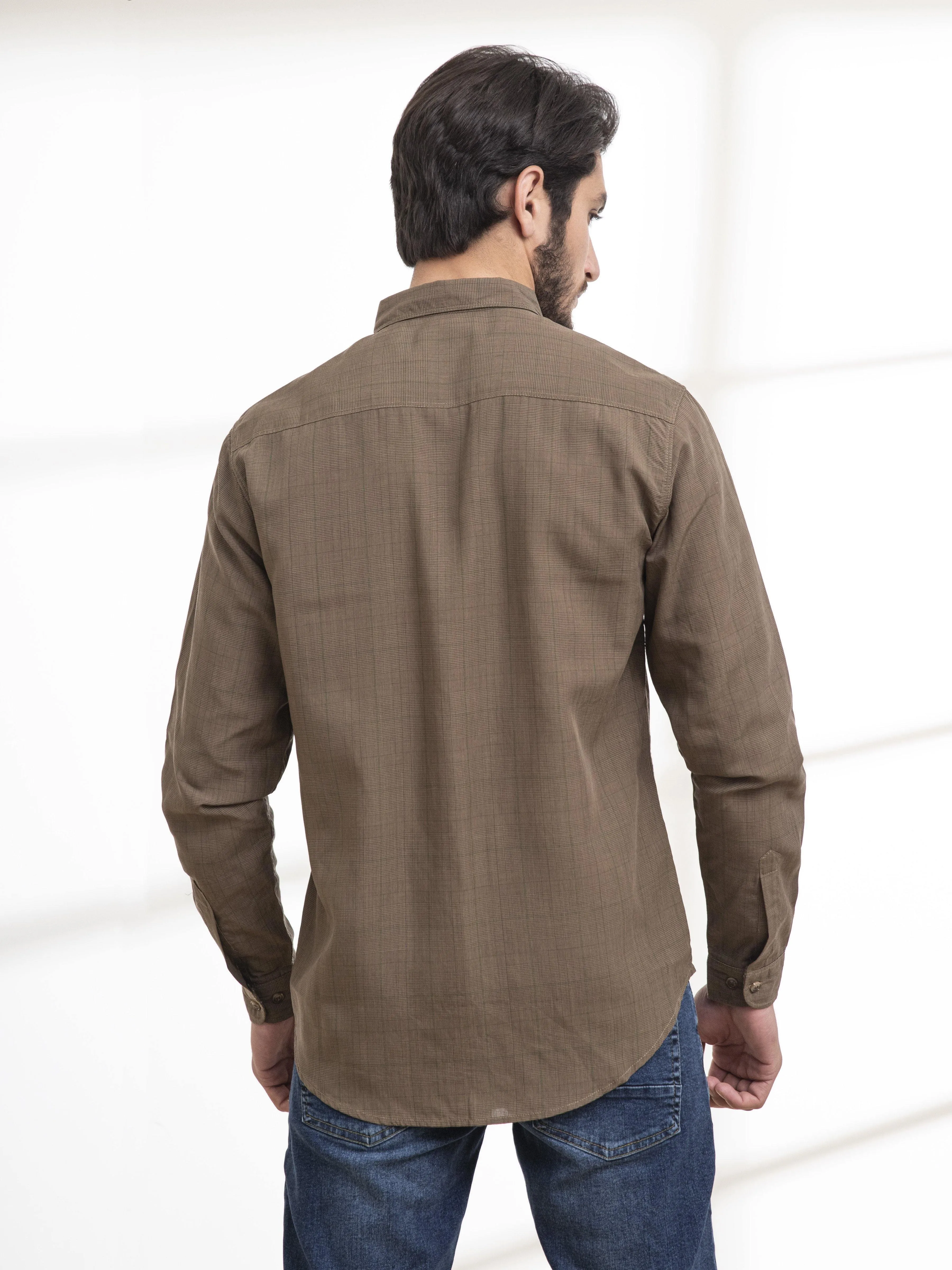 CASUAL SHIRTS FULL SLEEVE BROWN CHECK