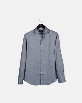 Classic Asphalt Black Linen-Blend Shirt