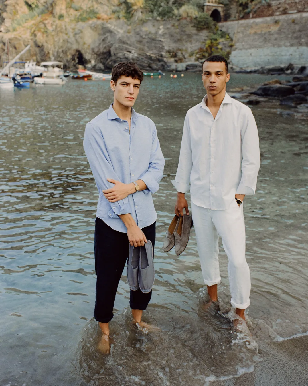 Classic Blue Linen-Blend Shirt