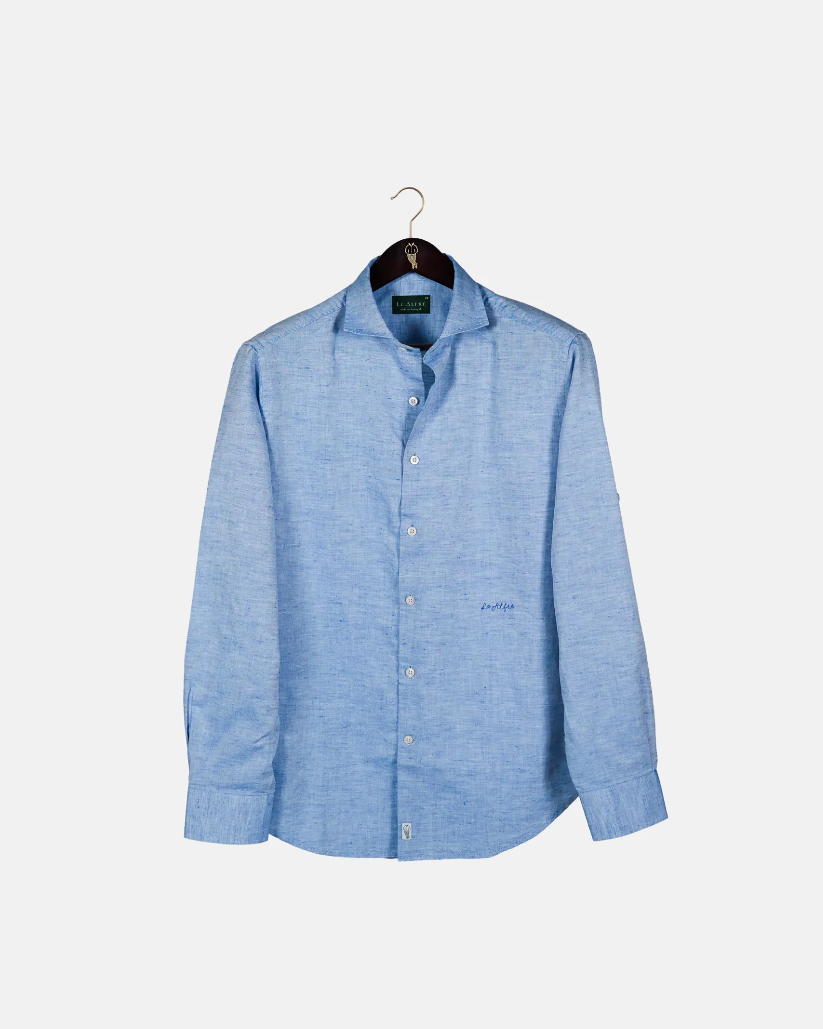 Classic Blue Linen-Blend Shirt