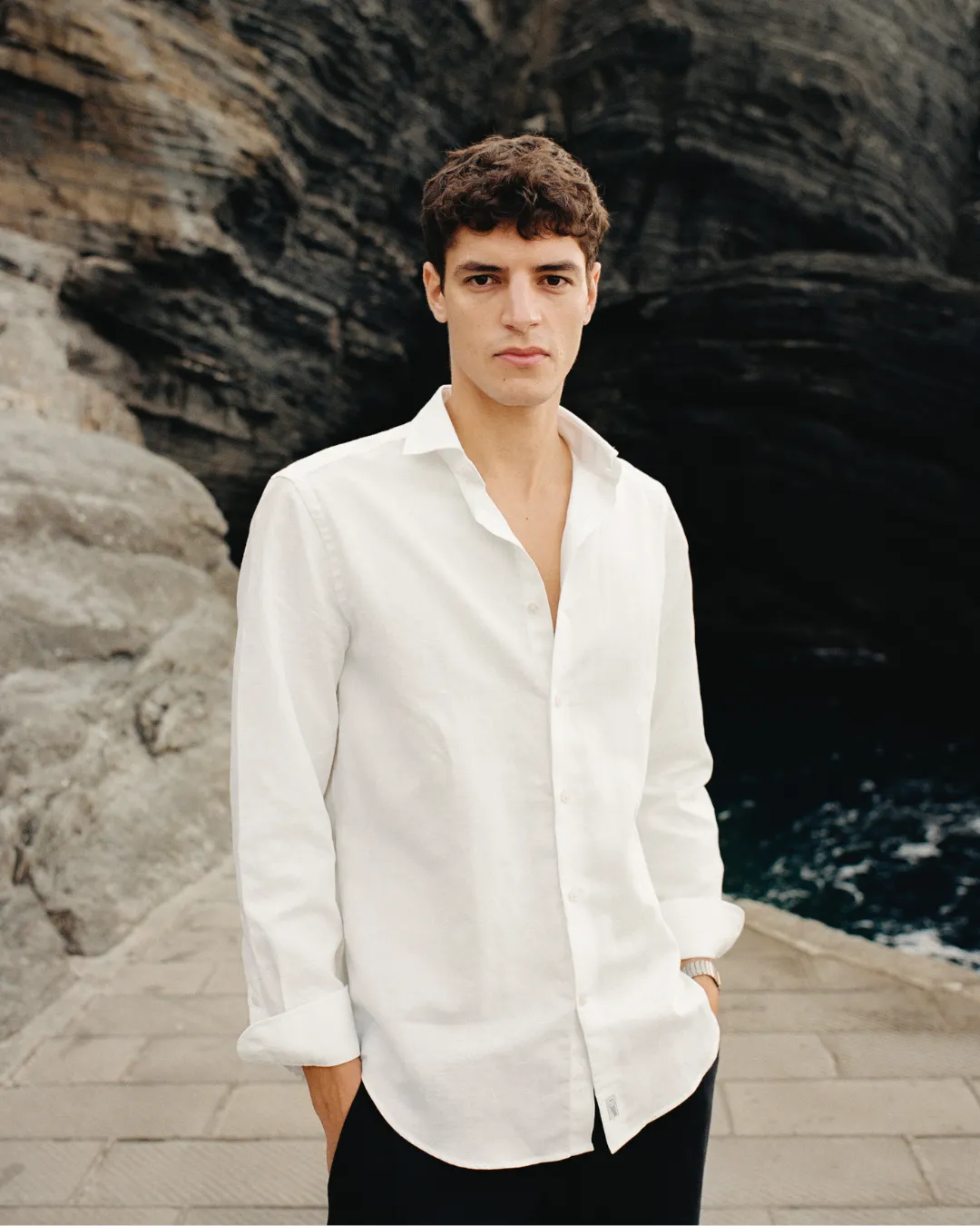 Classic White Linen-Blend Shirt