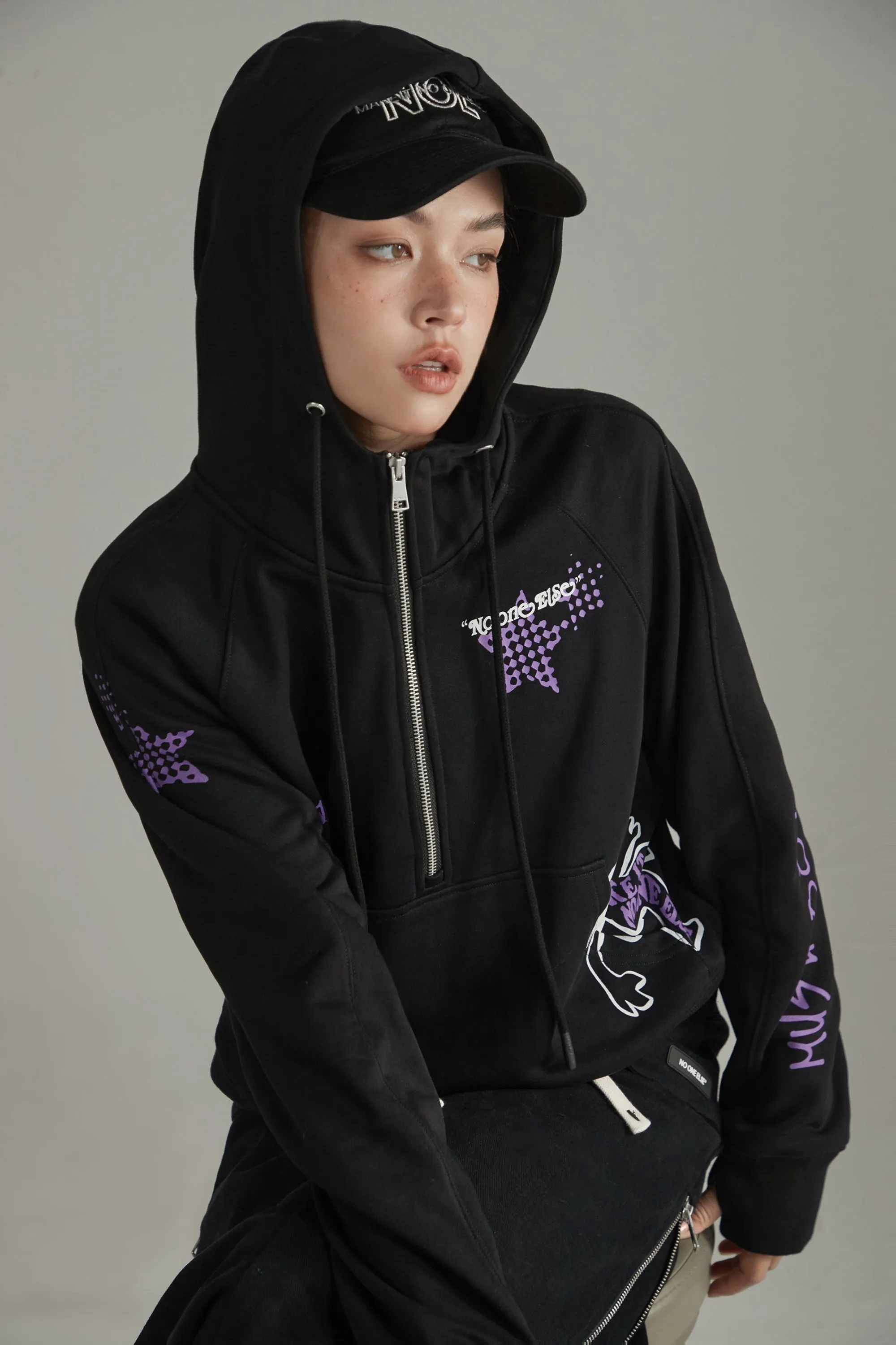 Color Star Half Zip-Up Hoodie