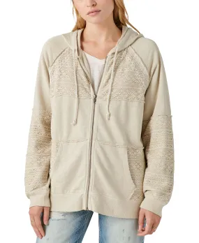 Cotton zip-up hoodie with lace insert Lucky Brand