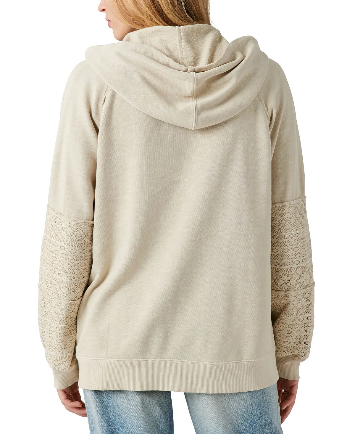 Cotton zip-up hoodie with lace insert Lucky Brand