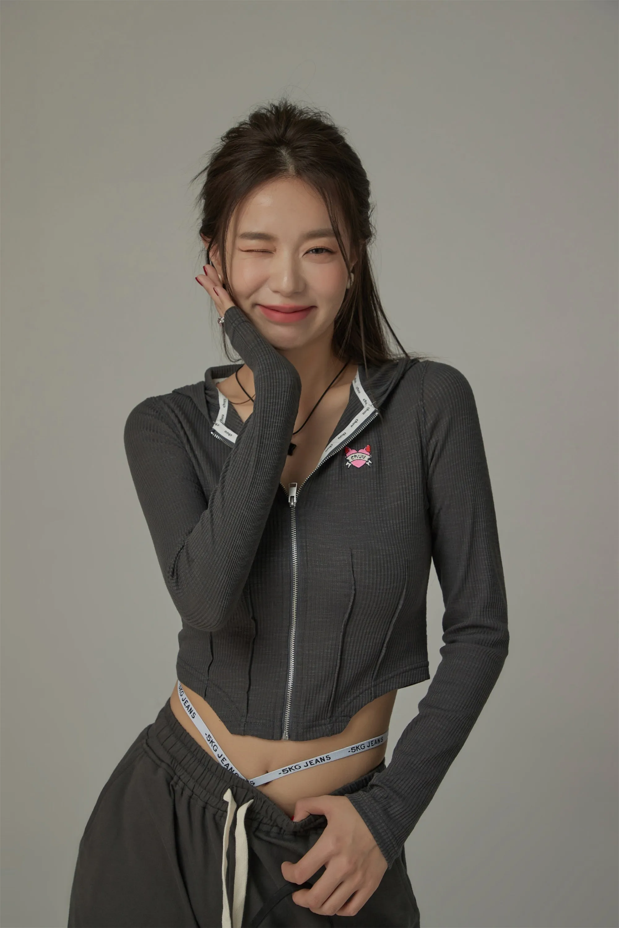 Cropped Corset Zip-Up Hoodie