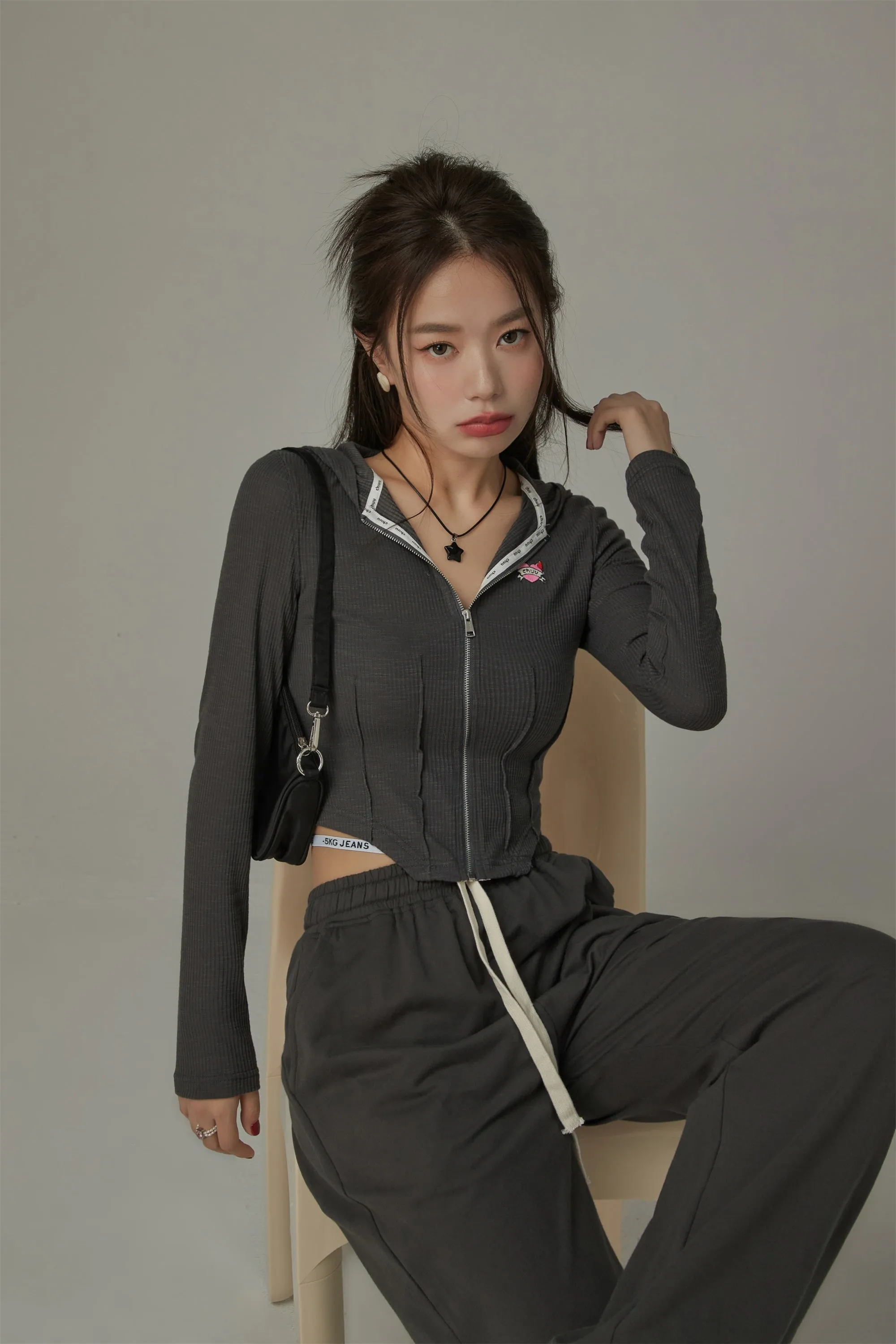 Cropped Corset Zip-Up Hoodie