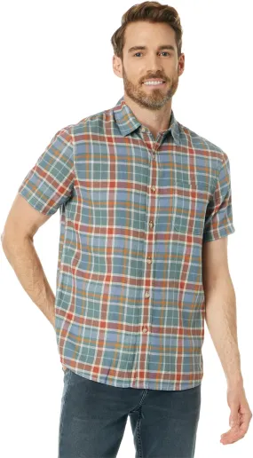 Dawson Pendleton Linen Short Sleeve Shirt, Green/Blue/Red Plaid