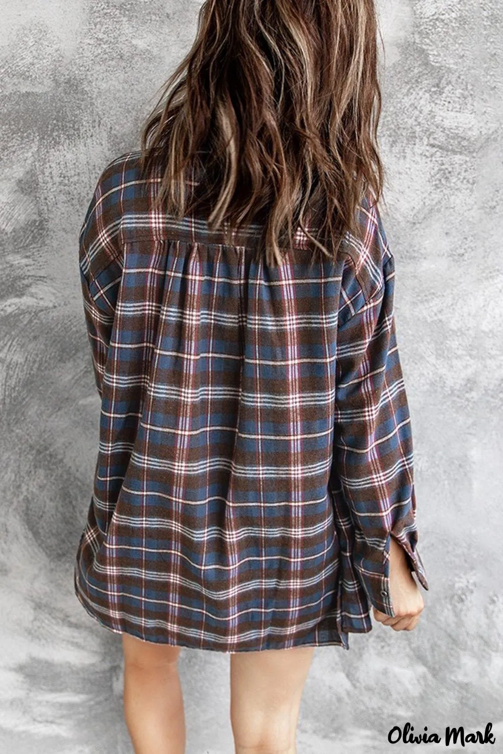 Deanwangkt - Brown Plaid Long Sleeve Button Pocket Shirt