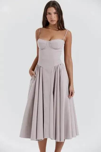 Elegant Spaghetti Strap Midi