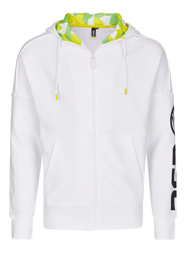 ESL Premium Zip Up Hoodie Sleeve Print white