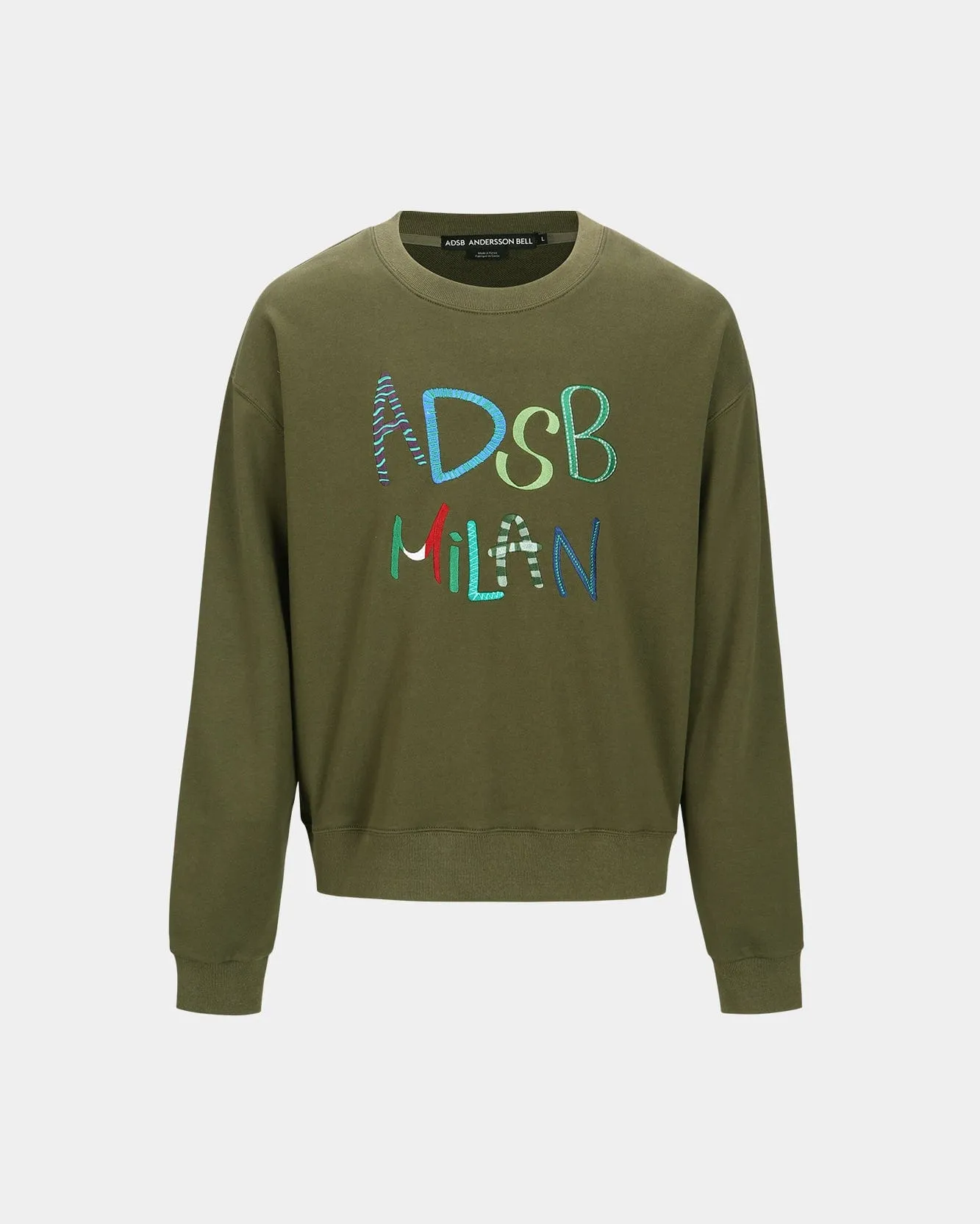 (ESSENTIAL) UNISEX ADSB MILAN EMBROIDERY SWEATSHIRTS atb1149u(KHAKI)