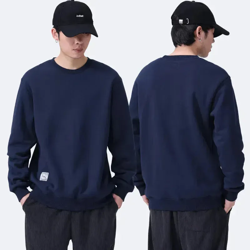 Fleece-lined Teens Oversized Winter cotton Pullover tops Round neck Sweatshirt