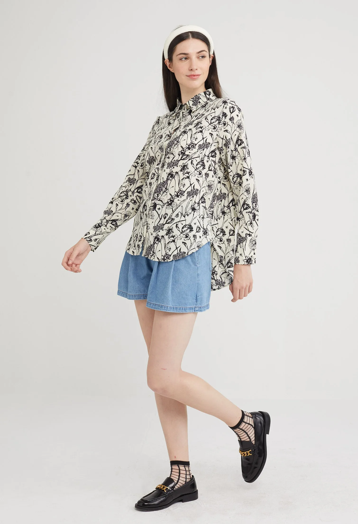 Flowerette Button Up Blouse