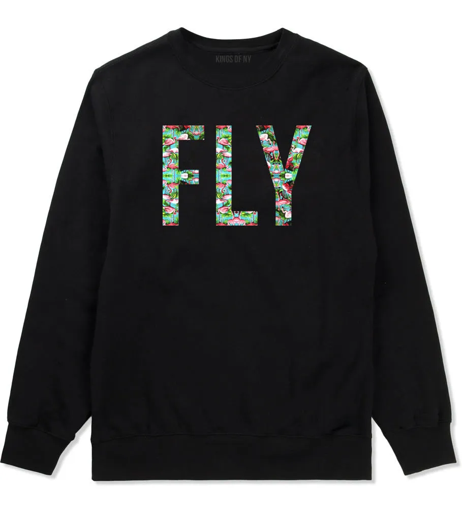 FLY Flamingo Print Summer Crewneck Sweatshirt