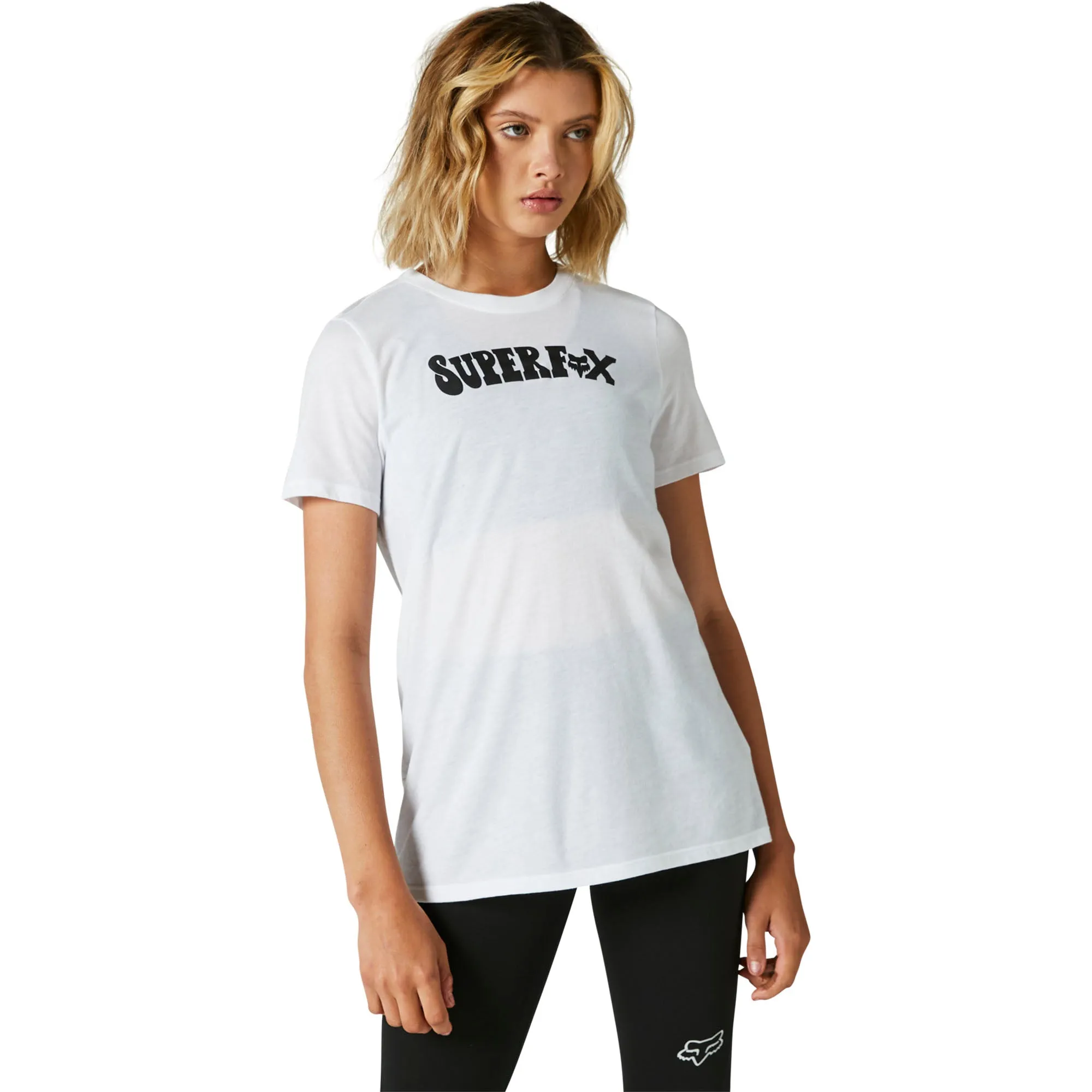 Fox Racing  Womens White Super Trik Tee T-Shirt Short Sleeve Relaxed Fit