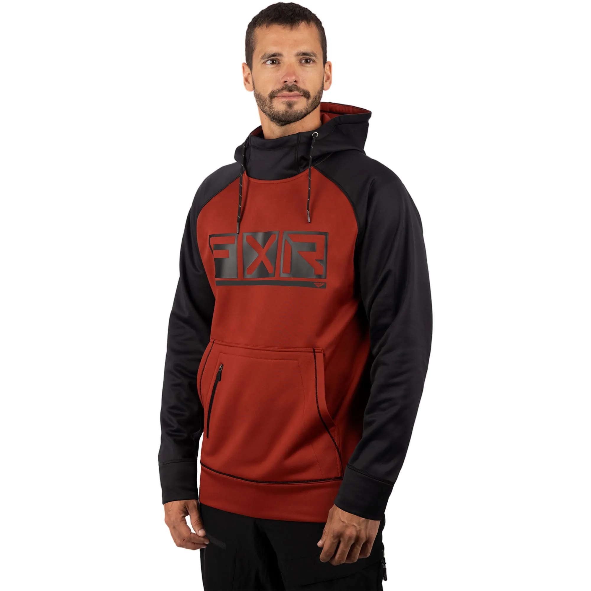 FXR Podium Tech Pullover Hoodie Black/Rust Red