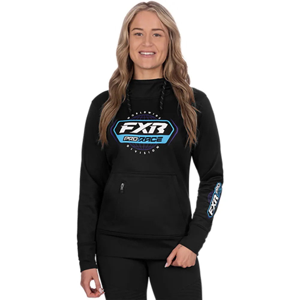 FXR Womens Race Division Tech Pullover Hoodie Black/Sky