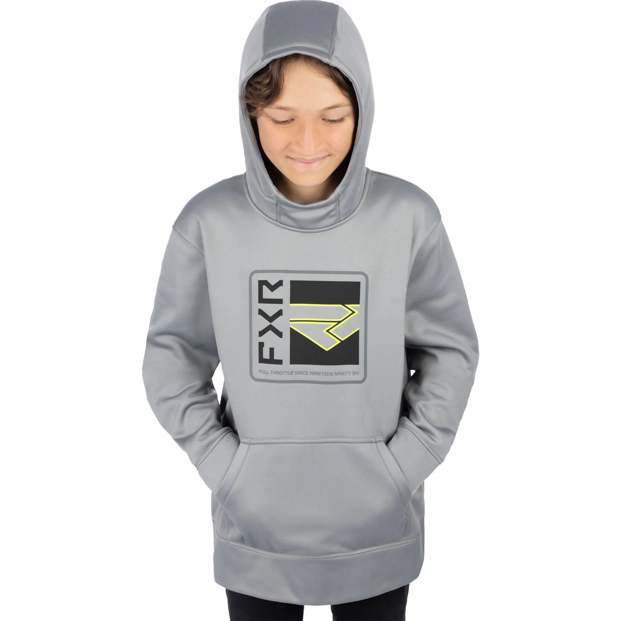 FXR  Youth Broadcast Tech Pullover Hoodie Hoody Front Pouch Casual Grey Black