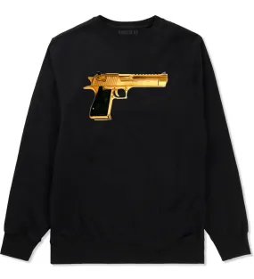 Gold Gun 9mm Revolver Chrome 45 Crewneck Sweatshirt