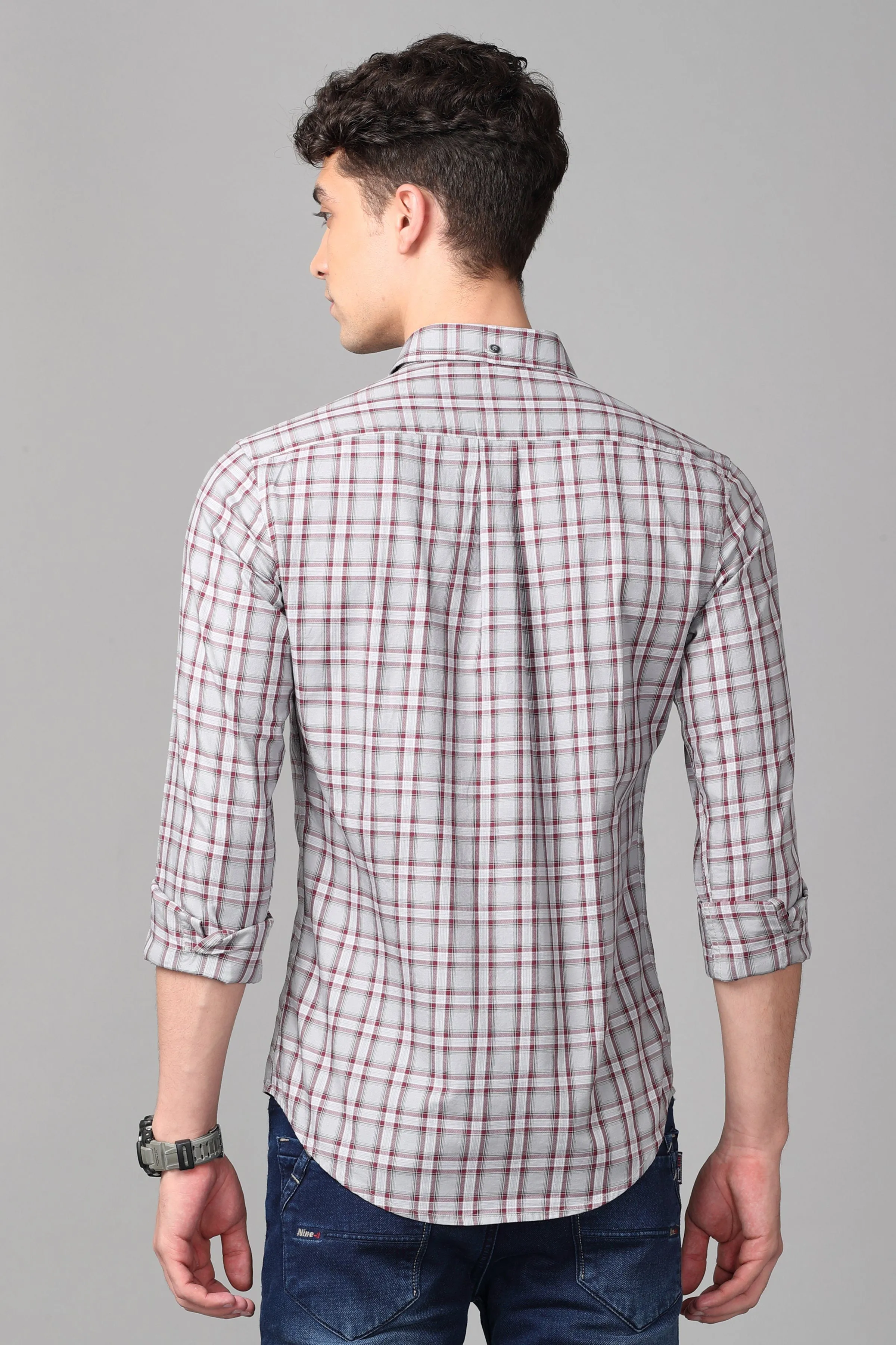 Grey with Red Checks Shirt