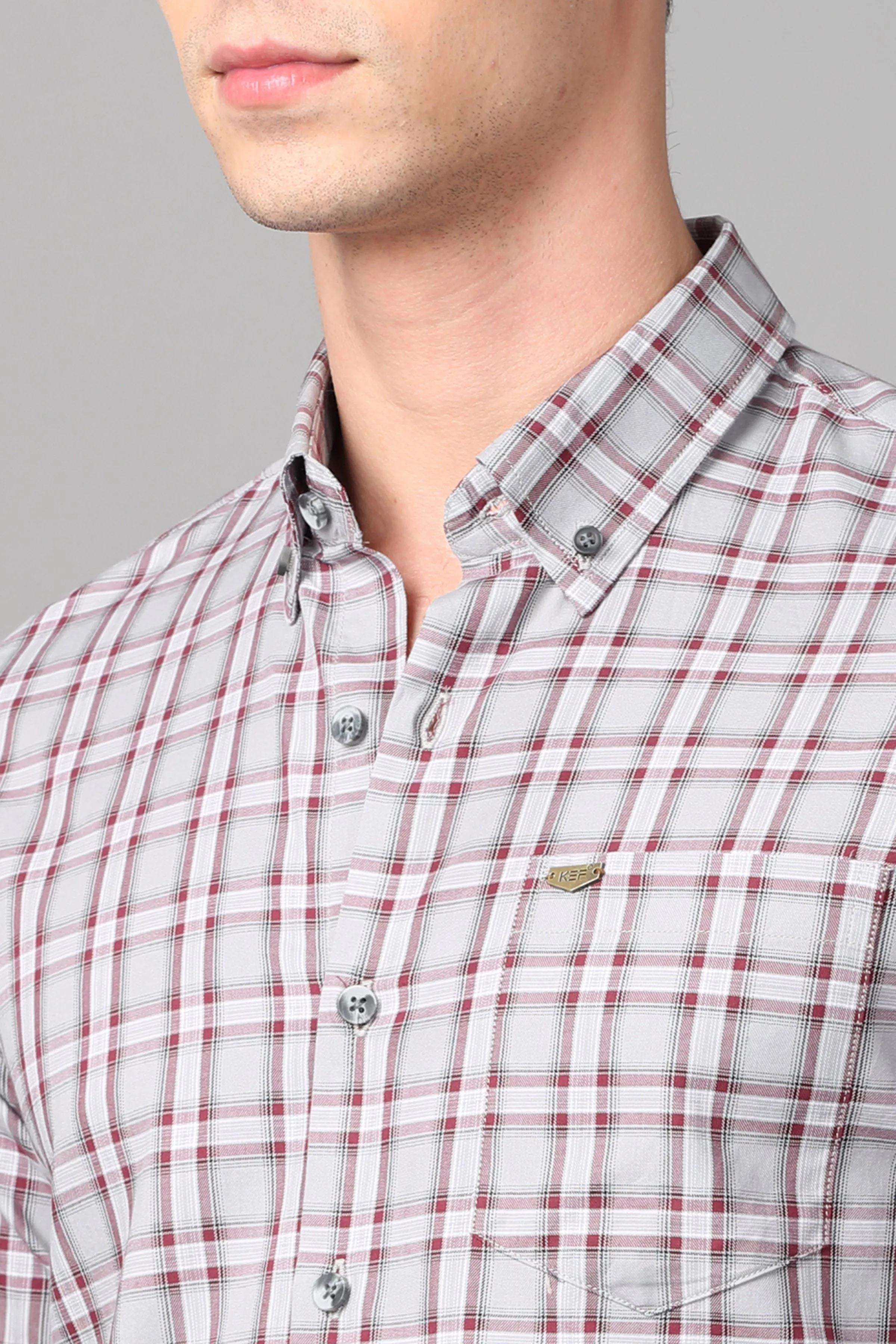 Grey with Red Checks Shirt