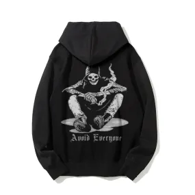 Grim Reaper Graphic Pullover With Kangaroo Pocket Hoodies