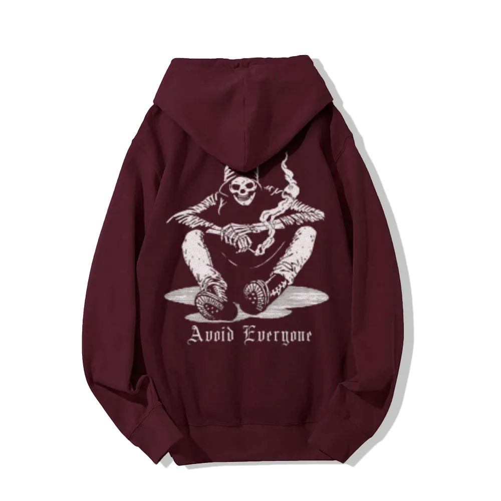 Grim Reaper Graphic Pullover With Kangaroo Pocket Hoodies