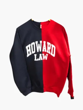 Handmade Howard Law Half and Half Navy and Red Crew Neck Sweatshirt