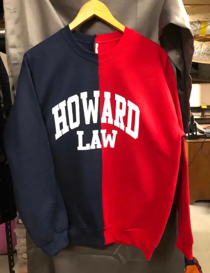 Handmade Howard Law Half and Half Navy and Red Crew Neck Sweatshirt