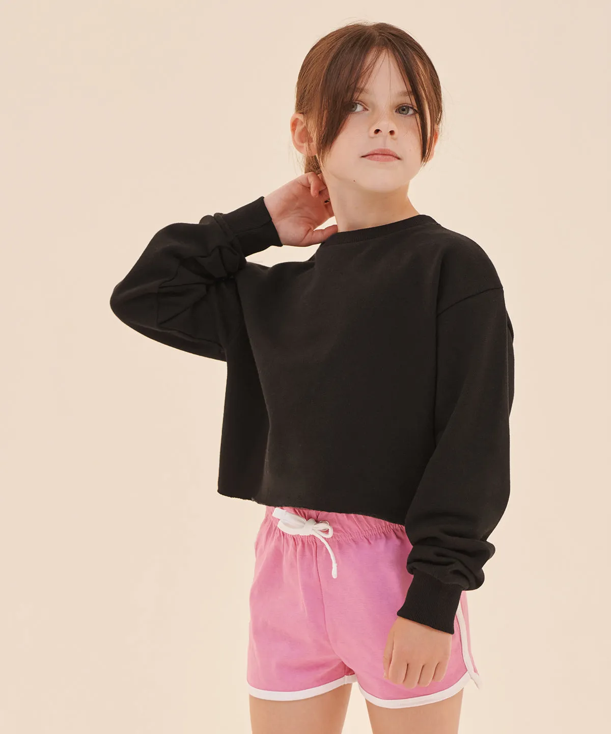 Heather Grey - Kids cropped slounge sweat