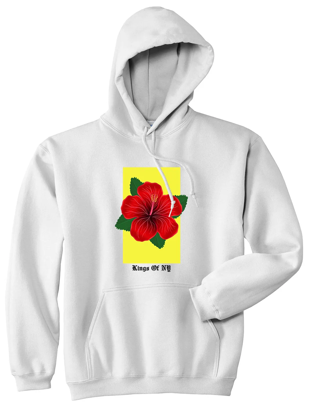 Hibiscus Flower Red Yellow Mens Pullover Hoodie