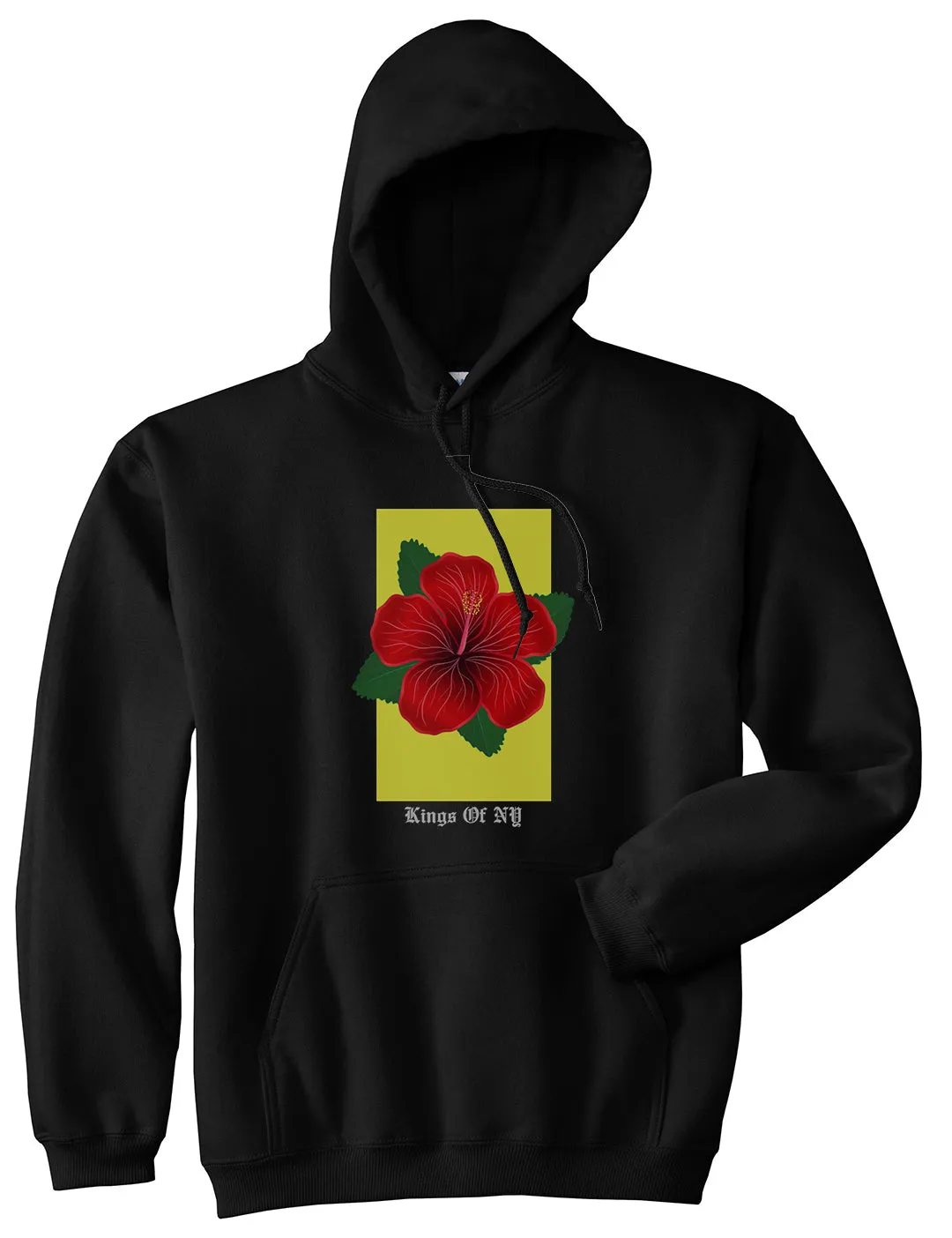 Hibiscus Flower Red Yellow Mens Pullover Hoodie