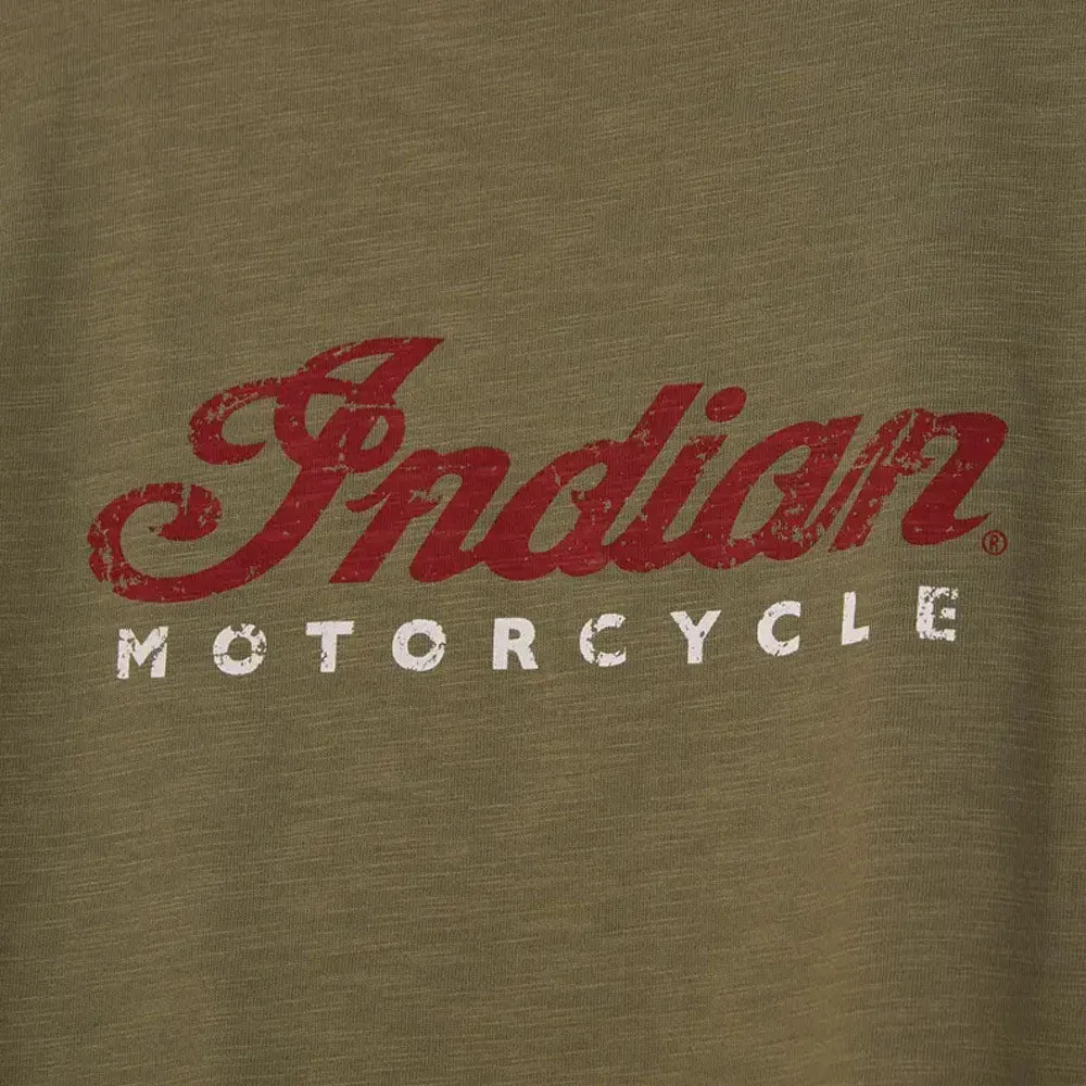 Indian Motorcycle Womens Script Logo Keyhole T-Shirt Green