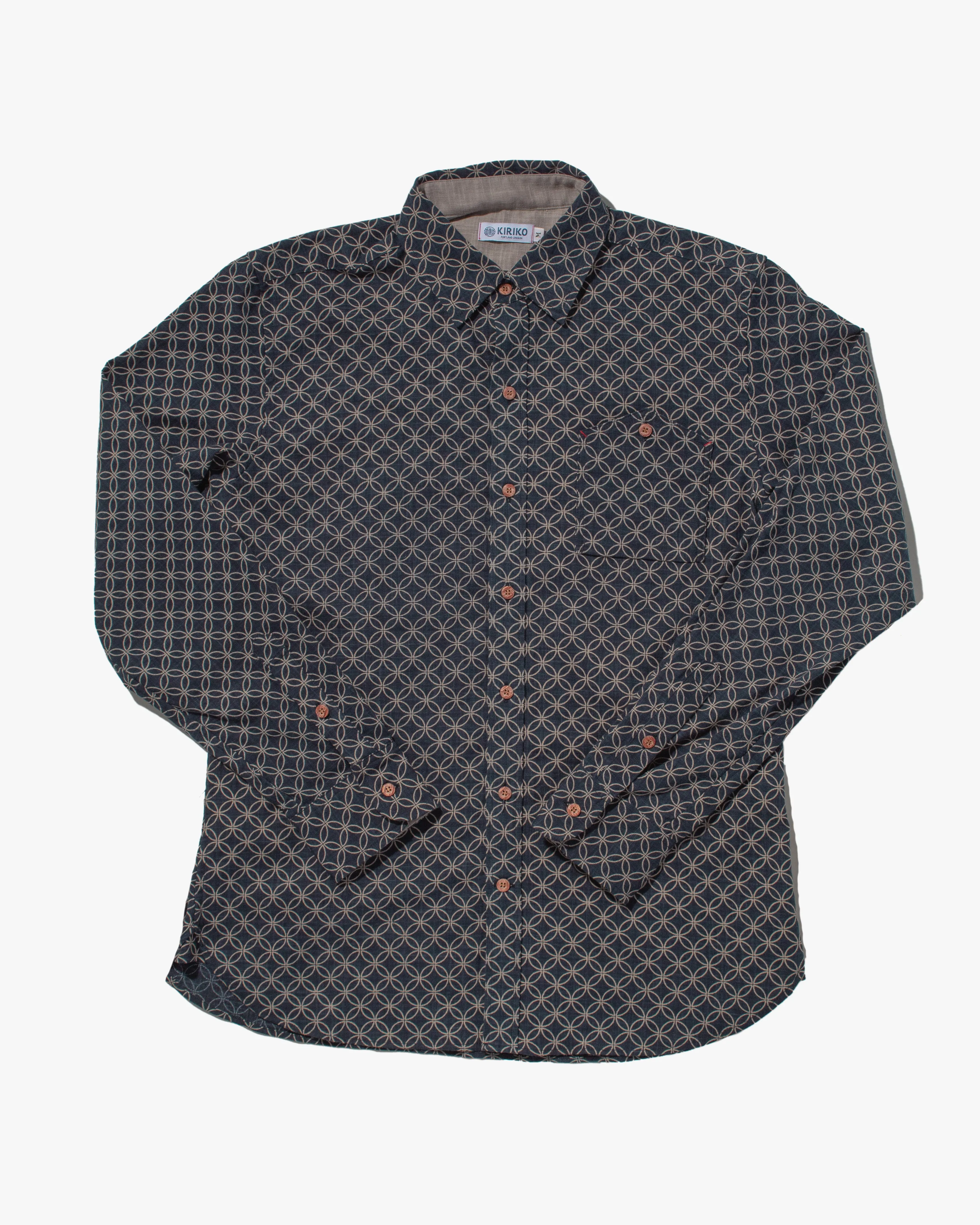 Kiriko Original Shirt, Long Sleeve Button-Up, Indigo Shippou