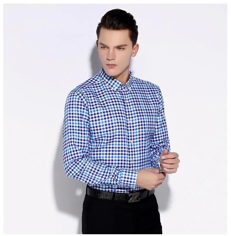 Men Plaid Shirts High Quality Smart Casual Men's Shirts