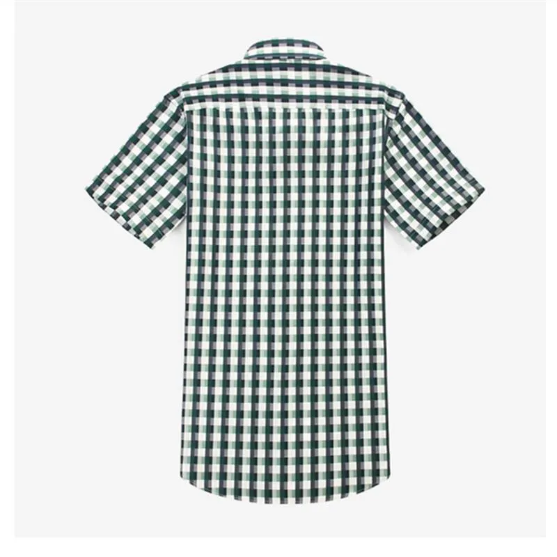 Men's Shirts 100% Cotton Summer Plaid Shirts Men Casual Plus Size Shirt