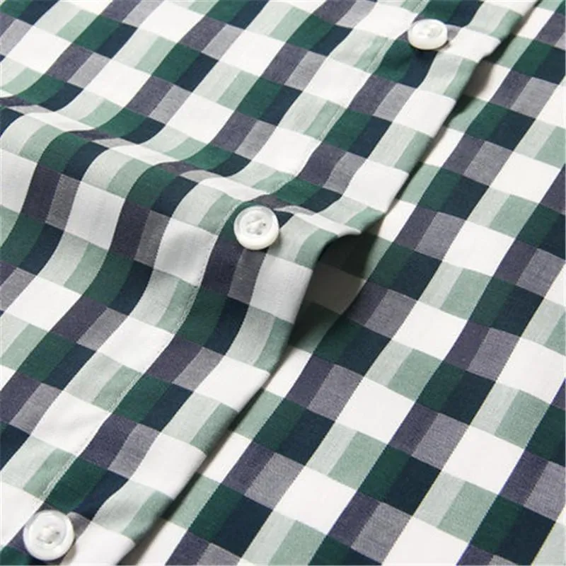 Men's Shirts 100% Cotton Summer Plaid Shirts Men Casual Plus Size Shirt