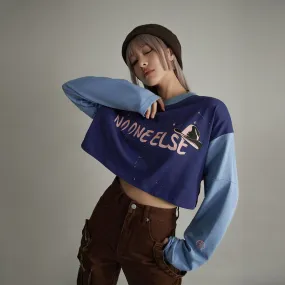 Painted Logo Oversized Crop Sweatshirt