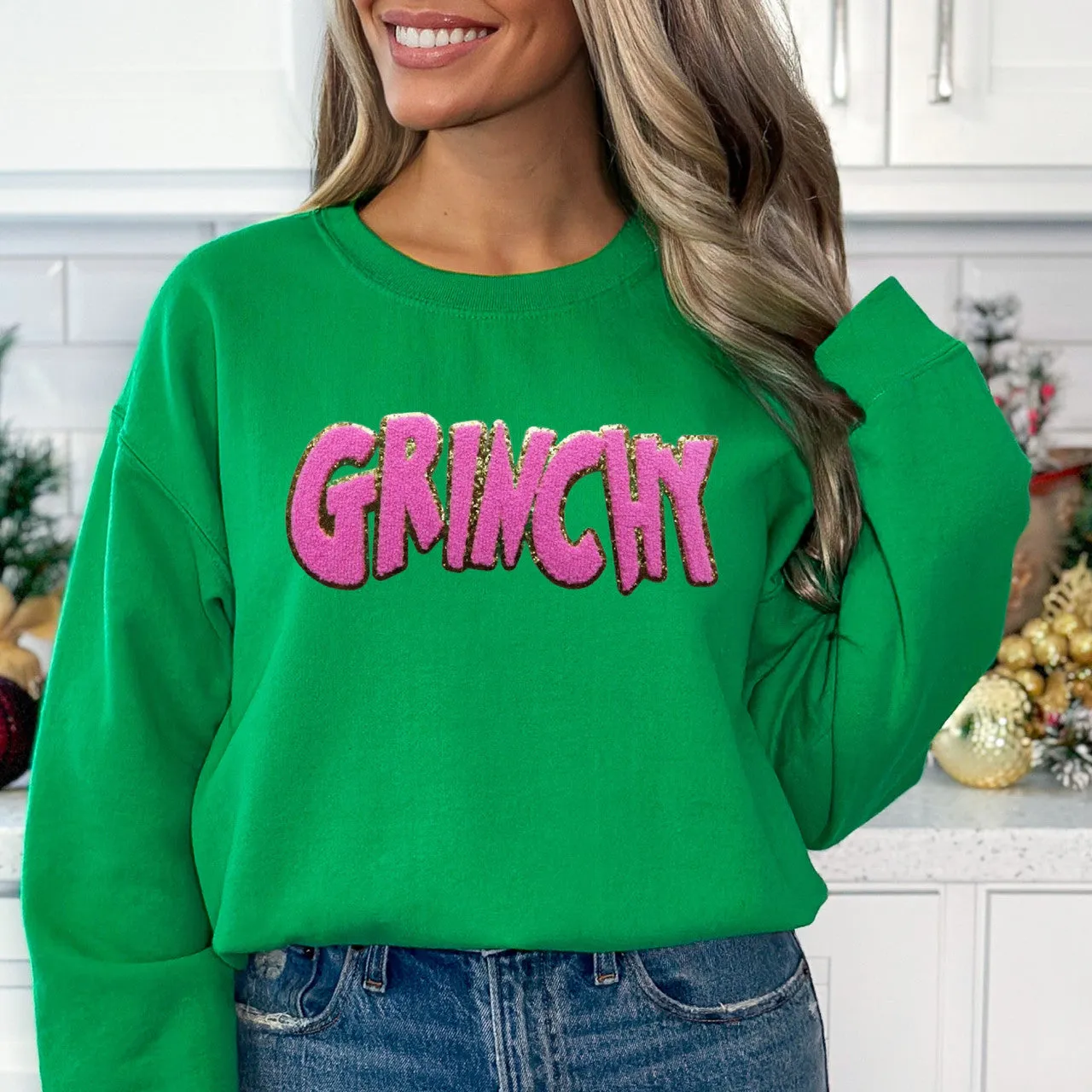 Pink Chenille Letters Crewneck Sweatshirt- 3 COLORS